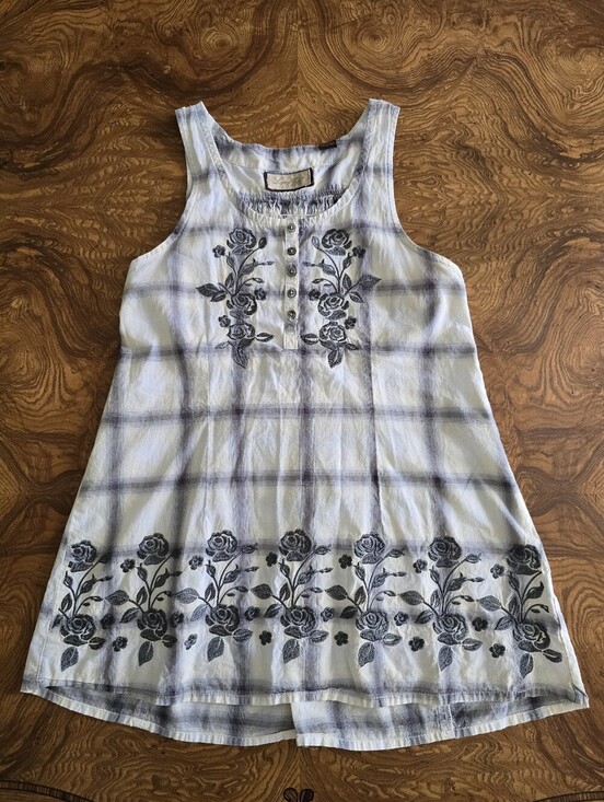 Legacy Falls Tops - Legacy Falls For Her Plaid Floral Embroidered Western Henley Tank Womens Small